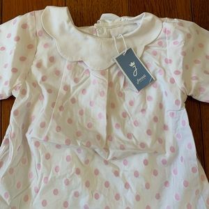 Jacadi pink polka dot onesie top sz 12 months